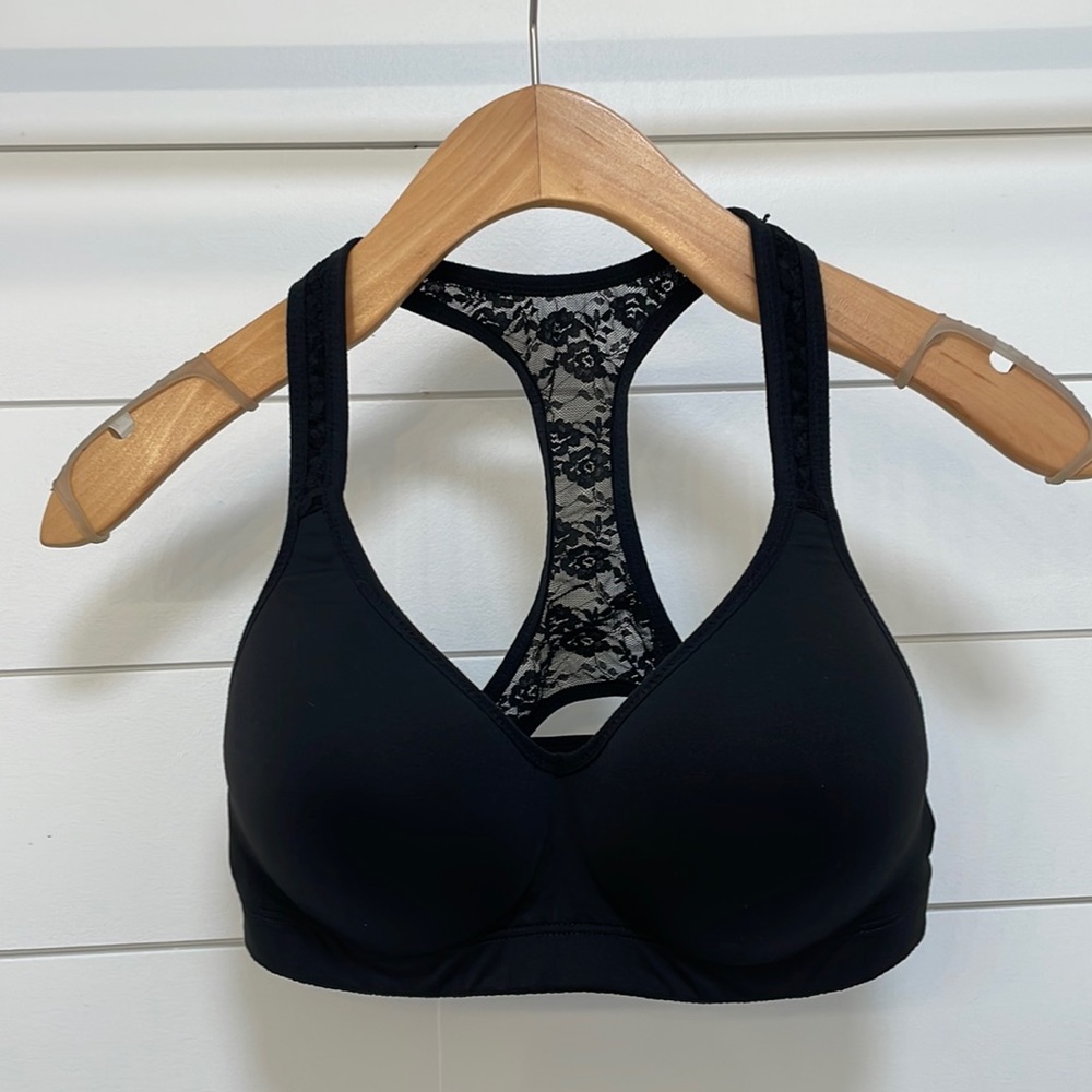 Small Pink Yoga Black Sports Bra by Victoria Secret